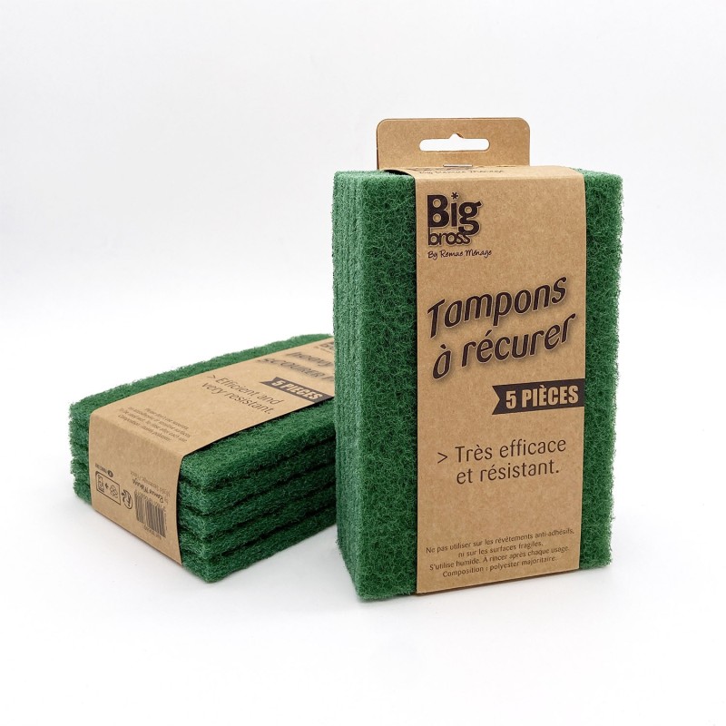 Lot De 5 Tampons à Récurer Abrasifs - Rouge Fin Et Vert Grossier - Nettoyage Maison/Industriel